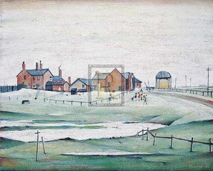 Landscape with farm buildings - Lowry